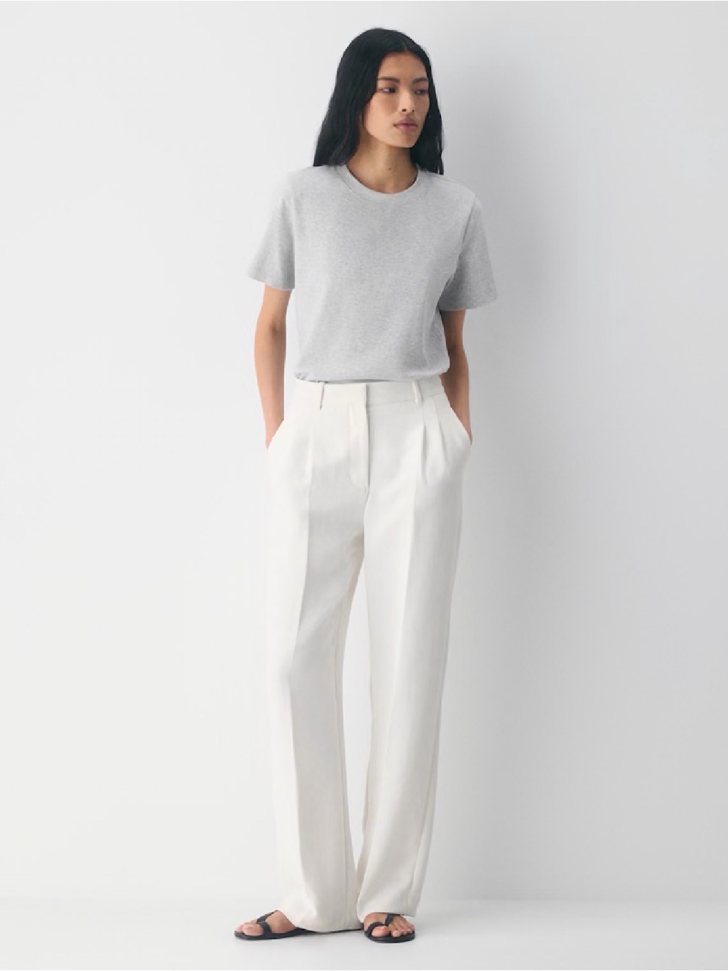 Aritzia High-Waist Wide-Leg Trousers In White